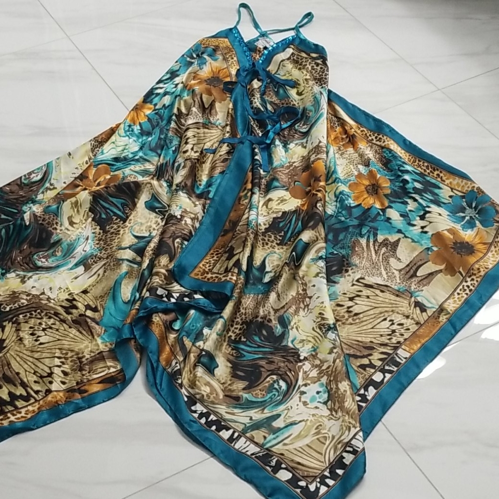 Beautiful Never Worn Asymmetrical Scarf Dress - Picture 2 of 8